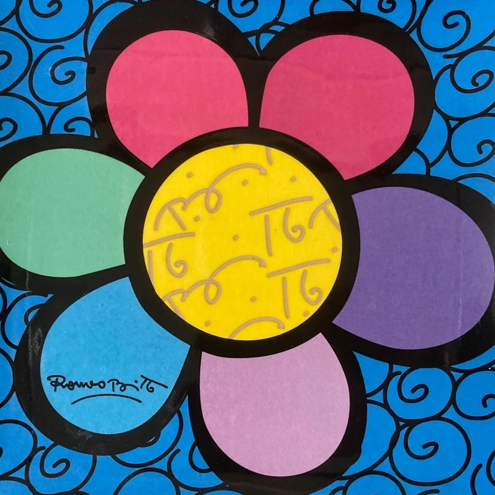 Romero Britto "Flower Power" ceramic plate. VINTAGE - Picture 5 of 5